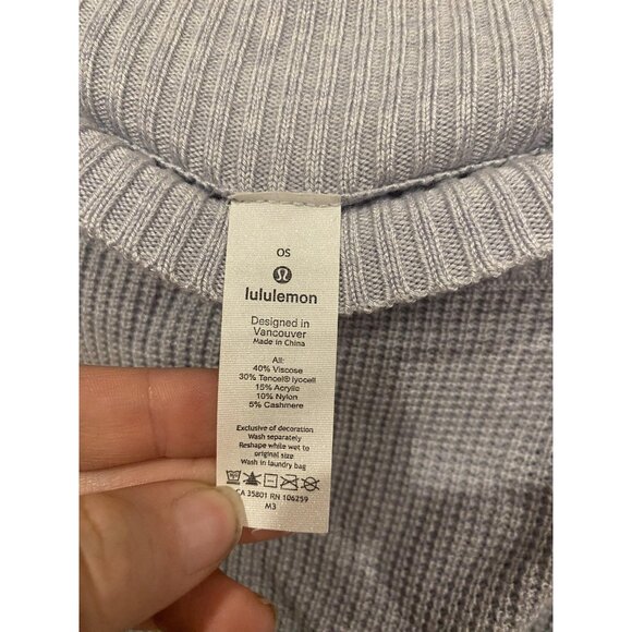 Lululemon Forward Flow Poncho Womens One Size Gray Cashmere Blend Waffle Knit - Picture 3 of 6